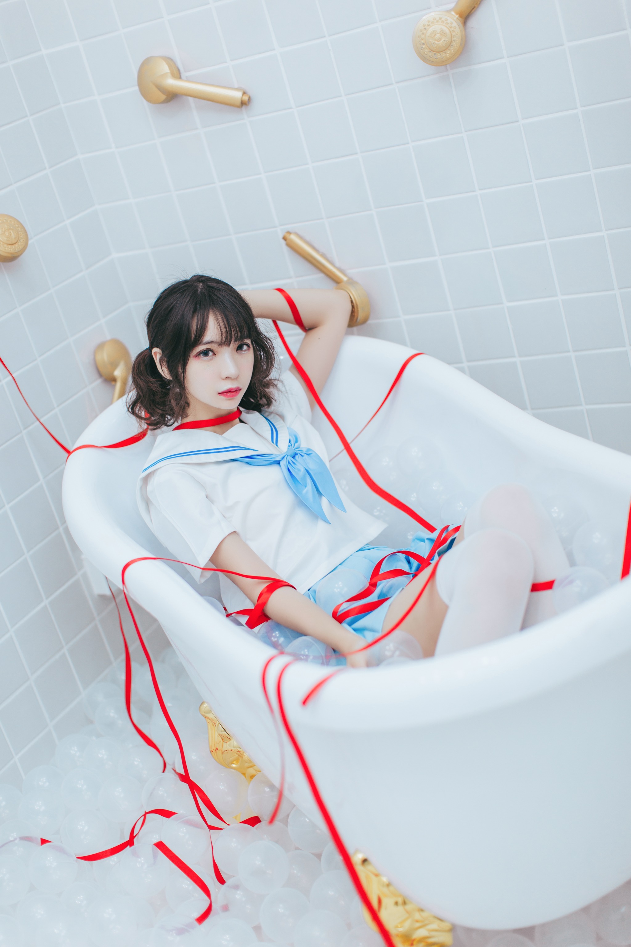 图片[1]-疯猫ss – NO.123 浴室彩带JK 21P 172M-XikXak