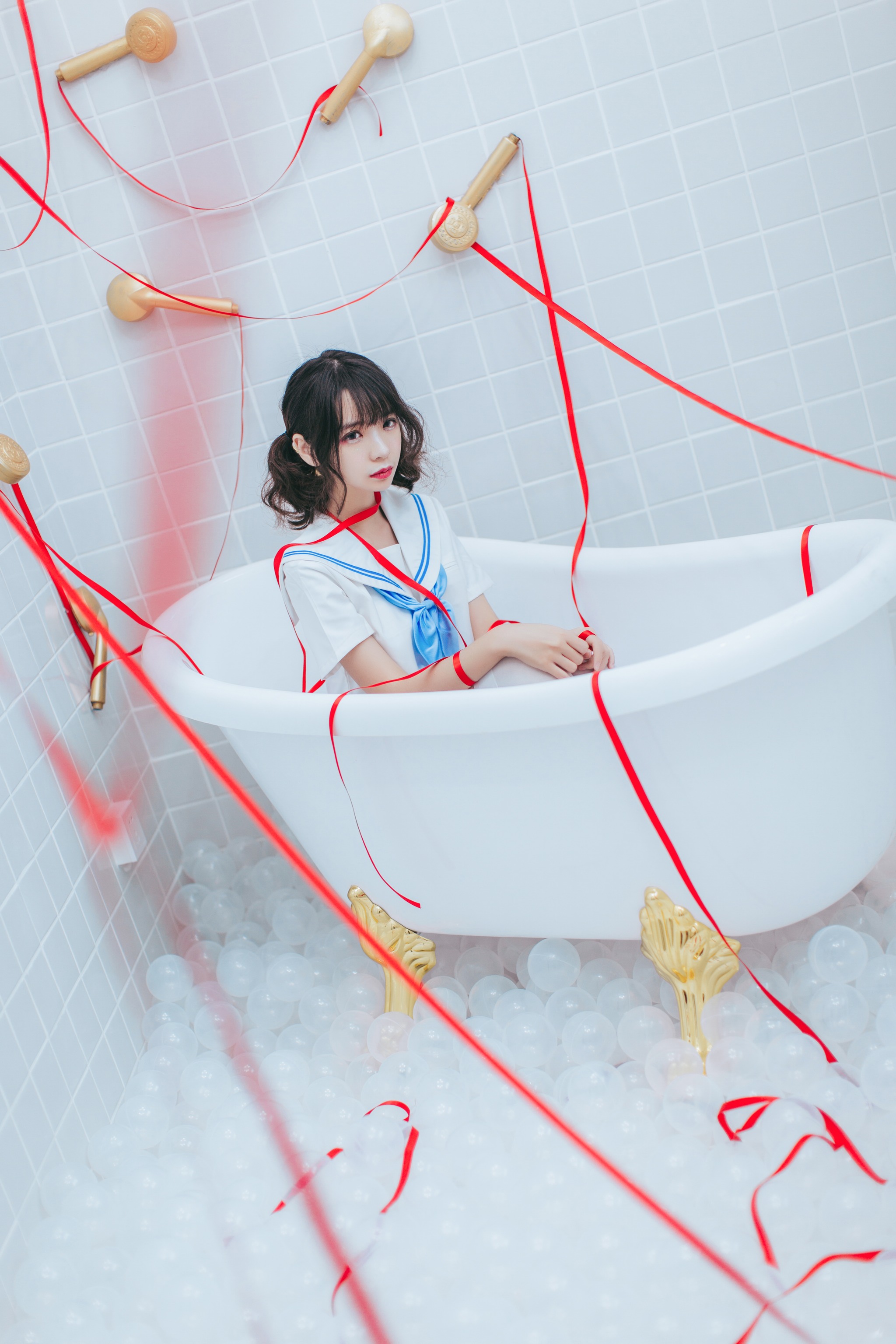 图片[1]-疯猫ss – NO.123 浴室彩带JK 21P 172M-XikXak