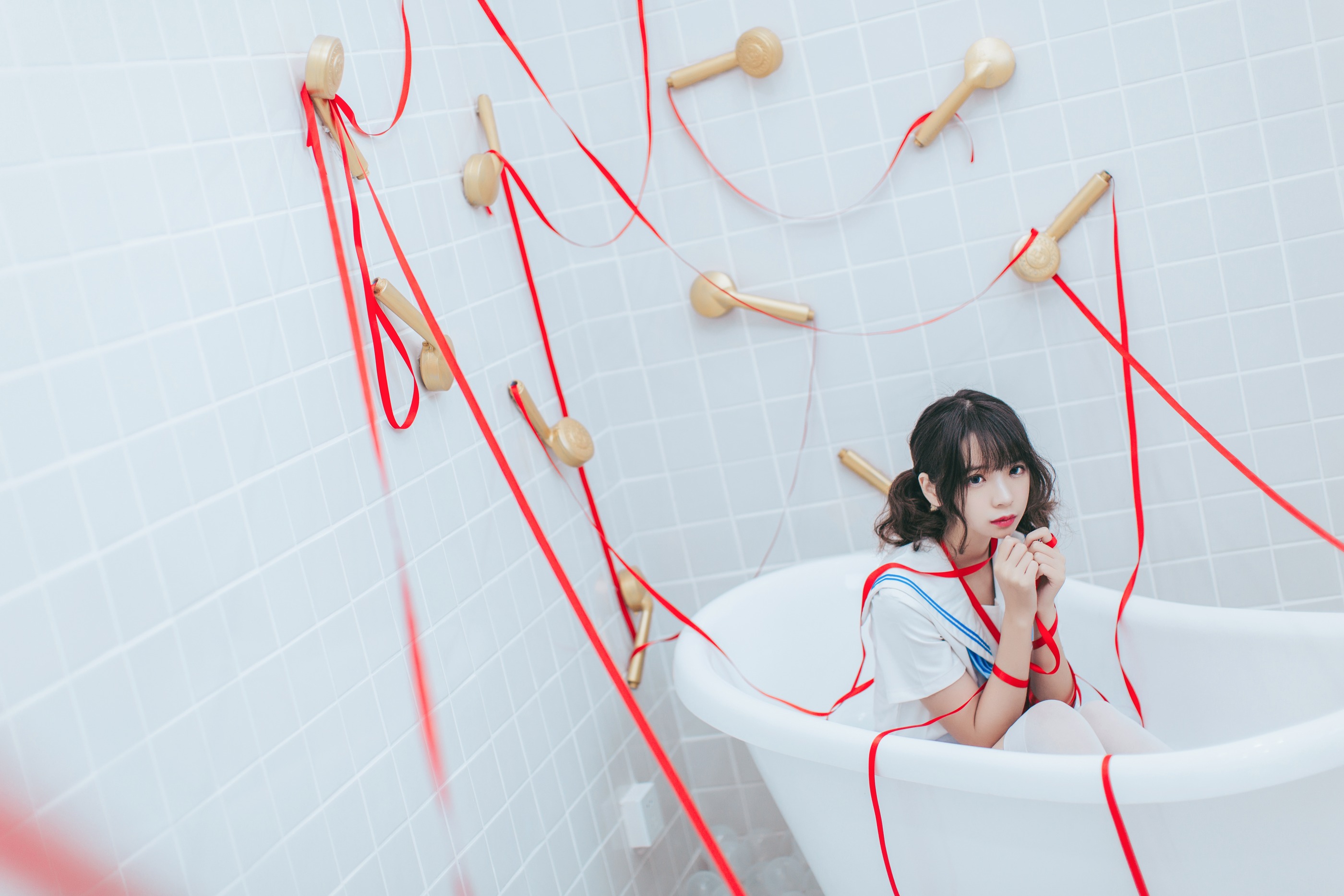图片[1]-疯猫ss – NO.123 浴室彩带JK 21P 172M-XikXak